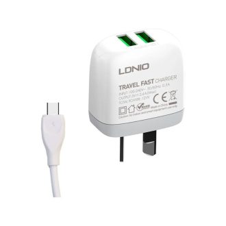 Cargador 220v LDNIO Tipo C 2.4A 2 USB + Cable A2219